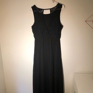Black maxi dress with lace open back medium